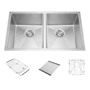 FREGADERO POSEIDON DOBLE POZA S-E 83.8X50.8X25.4 CON ACCESORIOS